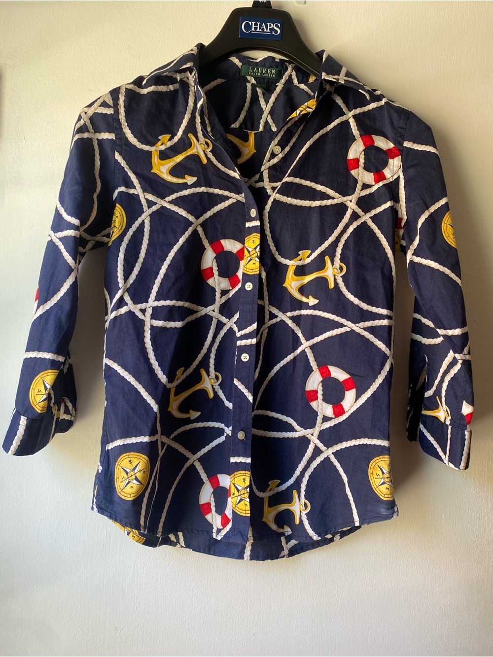 Ralph Lauren Navy Nautical Print Button-Down Shirt